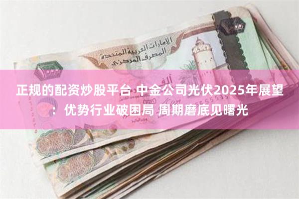 正规的配资炒股平台 中金公司光伏2025年展望：优势行业破困局 周期磨底见曙光